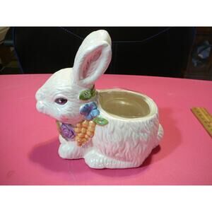 Vintage Hermitage Pottery Limited Edition Luster Bunny Rabbit Planter